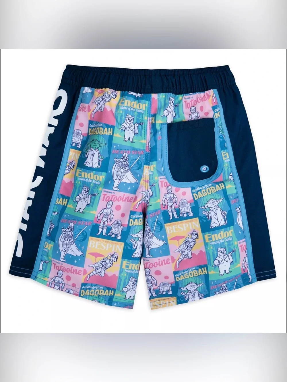 Shop‎ Disney Star Wars Navy Blue Multi-Color Kids Swim Trunks Size 9/10